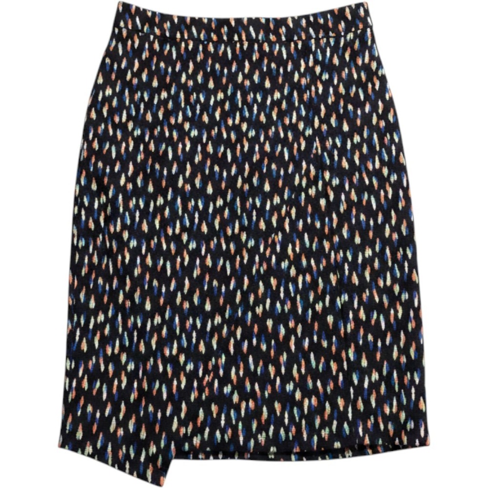 Maeve Anthropologie Multi Color Ikat Geometric Pencil Skirt Asymmetric Hem Sz 4